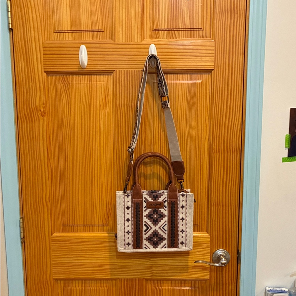 Brown and Cream Patterned Women's Bag